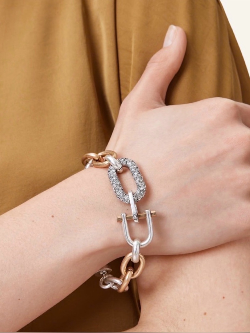 Allsaints Two-Tone Gold and Silver Chunky Link Bracelet